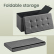 Foldable Storage Ottoman Bench – Fabric – Grey – 300 kg Load Capacity with Flip Lid