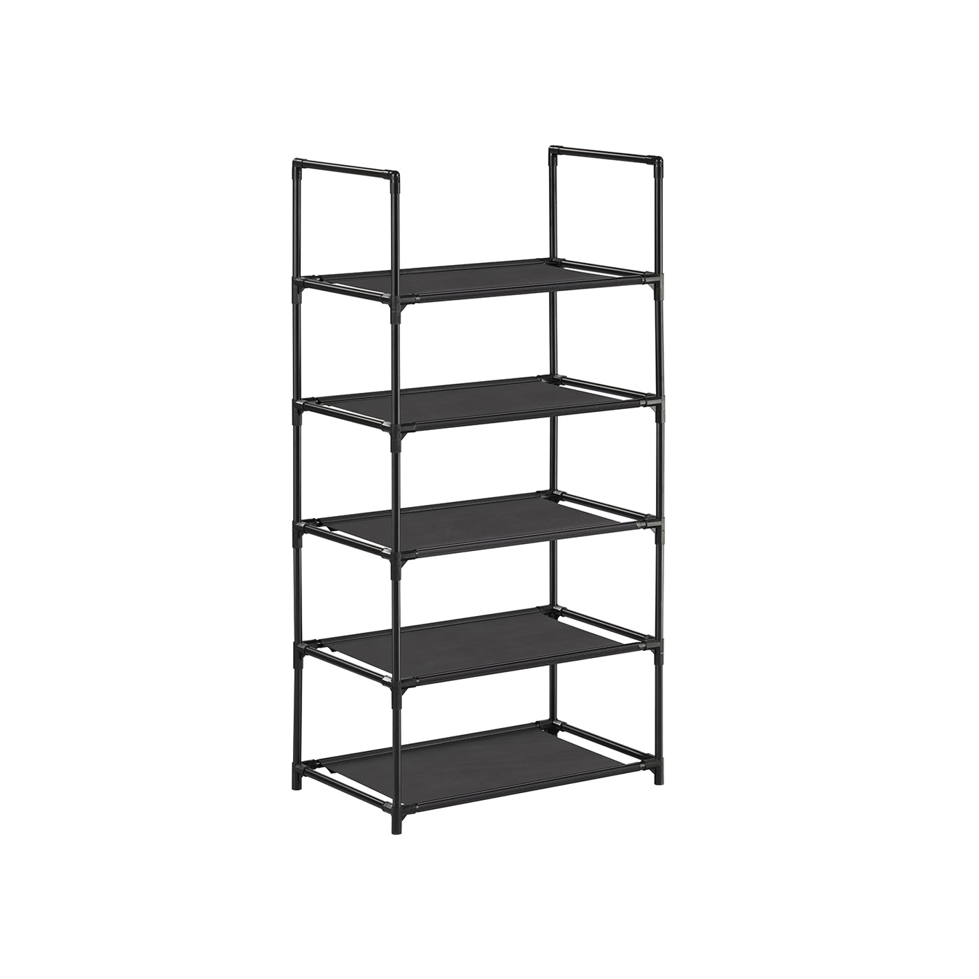5-Tier Shoe Rack – Metal Frame – Black – Space-Saving Design with Non-Woven Fabric Shelves