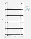 5-Tier Shoe Rack – Metal Frame – Black – Space-Saving Design with Non-Woven Fabric Shelves