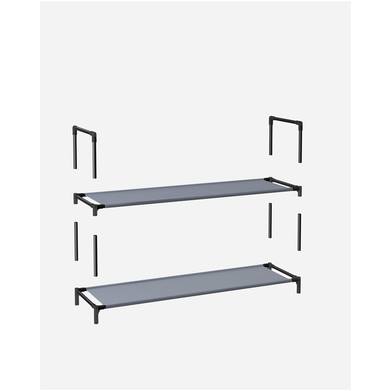 10-Tier Shoe Rack – Metal Frame and Non-Woven Fabric – Black – Space-Saving Shoe Storage