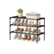 3-Tier Shoe Rack – Metal Frame – Ink Black – Space-Saving Design with Fabric Shelves