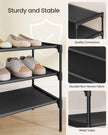3-Tier Shoe Rack – Metal Frame – Ink Black – Space-Saving Design with Fabric Shelves