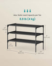3-Tier Shoe Rack – Metal Frame – Ink Black – Space-Saving Design with Fabric Shelves