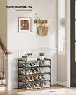 4-Tier Shoe Rack – Non-Woven Fabric – Ink Black – Space-Saving Design