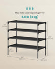 4-Tier Shoe Rack – Non-Woven Fabric – Ink Black – Space-Saving Design