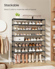4-Tier Shoe Rack – Non-Woven Fabric – Ink Black – Space-Saving Design
