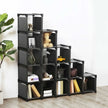 16-Cube Shoe Rack – Engineered Wood – Black – DIY Modular Design and Versatile Storage Solution