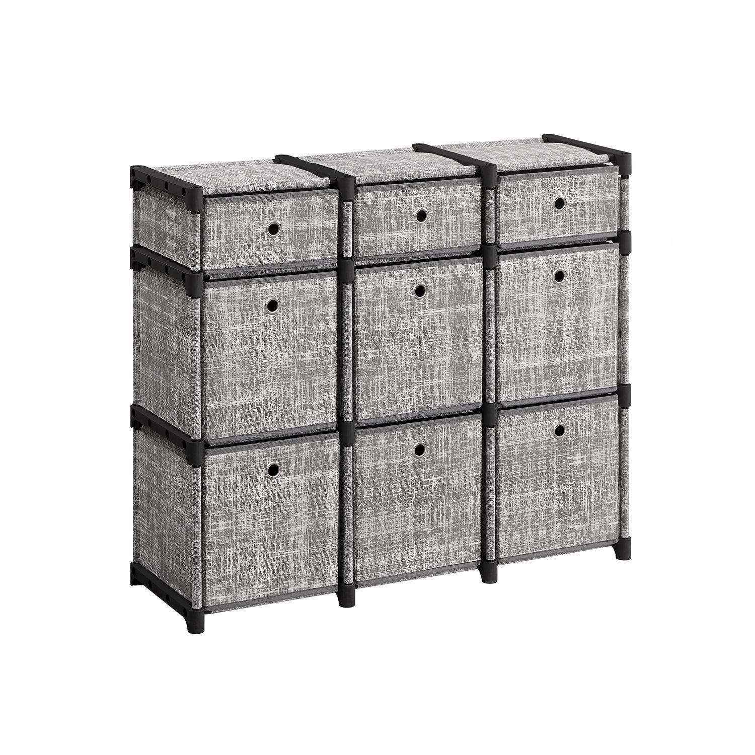 9-Cube Storage Unit – Wood – Heather Grey – Versatile Closet and Bookcase Organizer