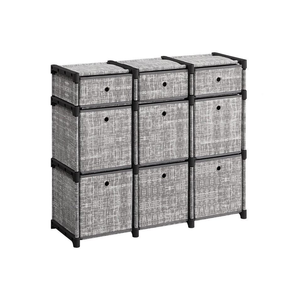 9-Cube Storage Unit – Wood – Heather Grey – Versatile Closet and Bookcase Organizer