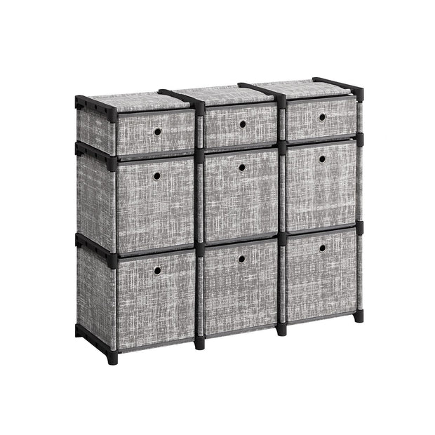 9-Cube Storage Unit – Wood – Heather Grey – Versatile Closet and Bookcase Organizer