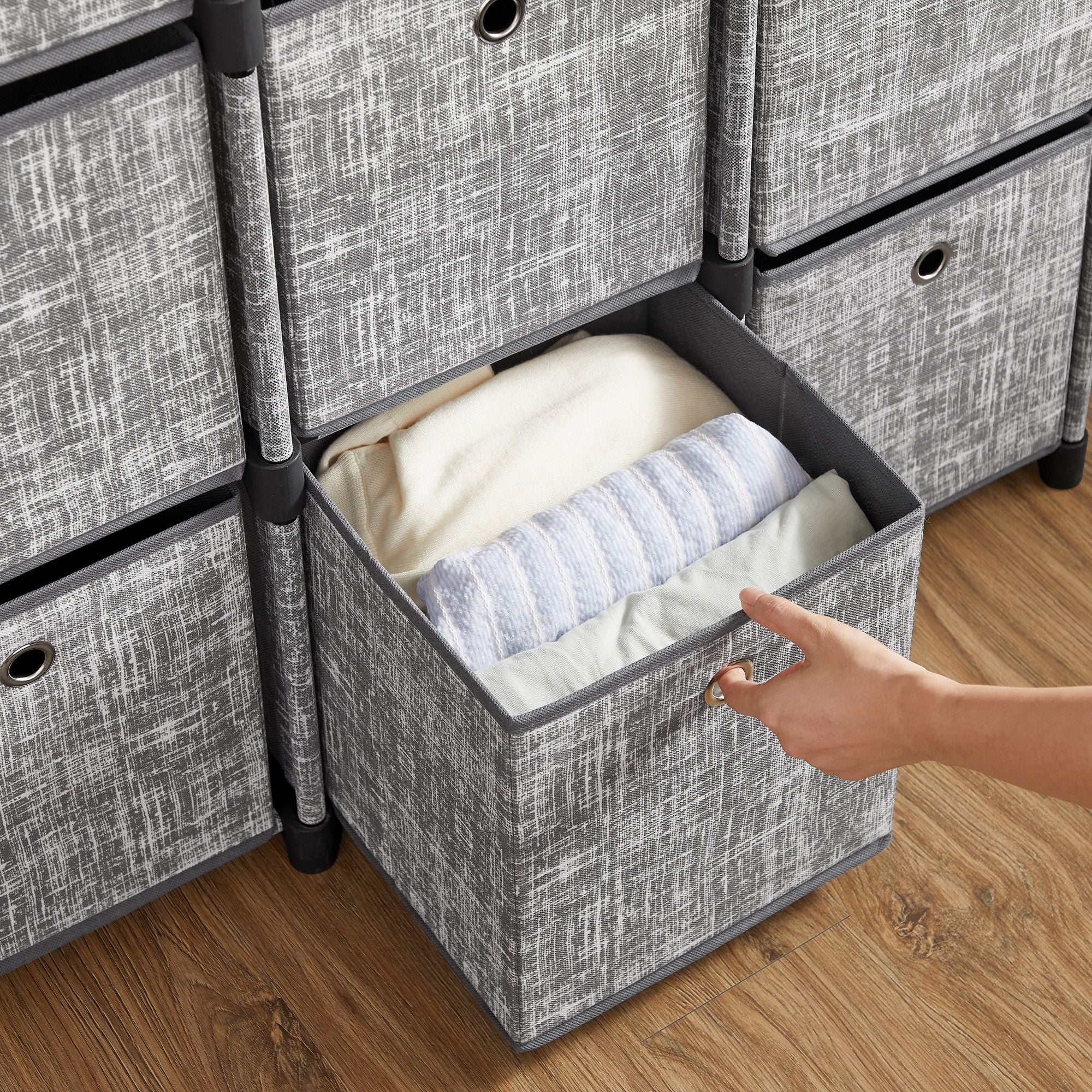 9-Cube Storage Unit – Wood – Heather Grey – Versatile Closet and Bookcase Organizer
