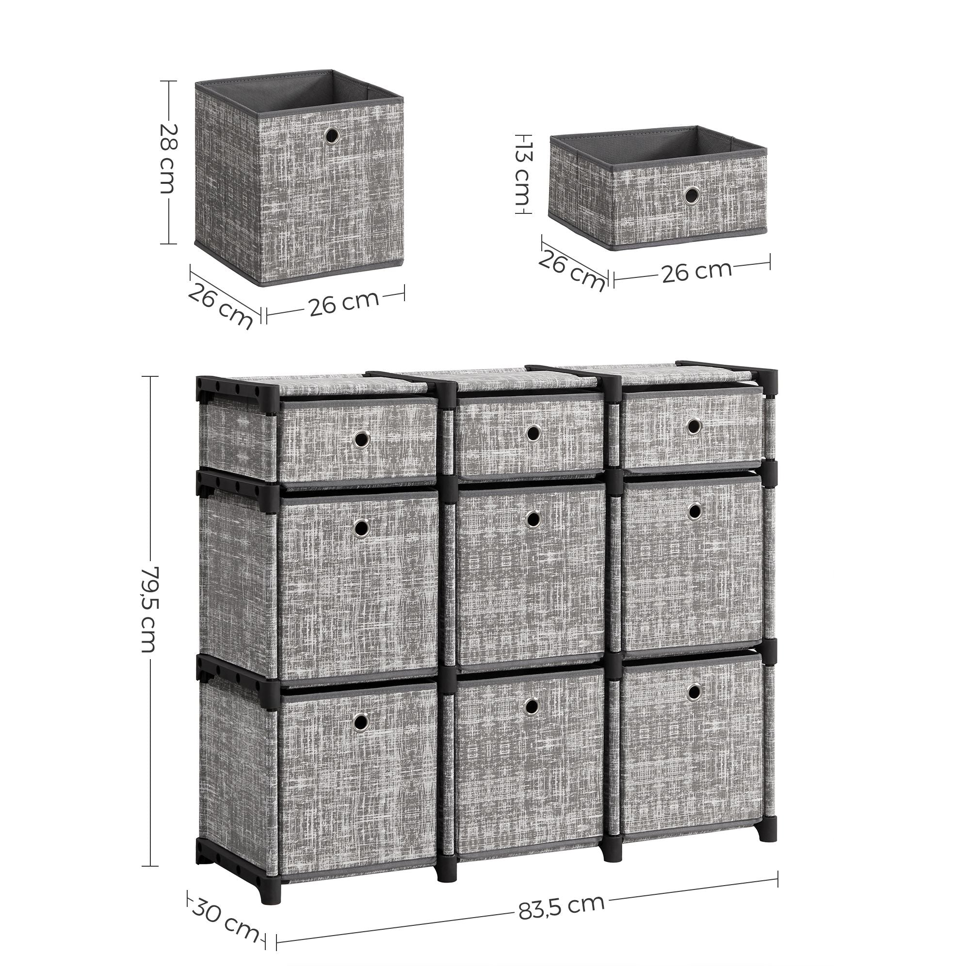 9-Cube Storage Unit – Wood – Heather Grey – Versatile Closet and Bookcase Organizer