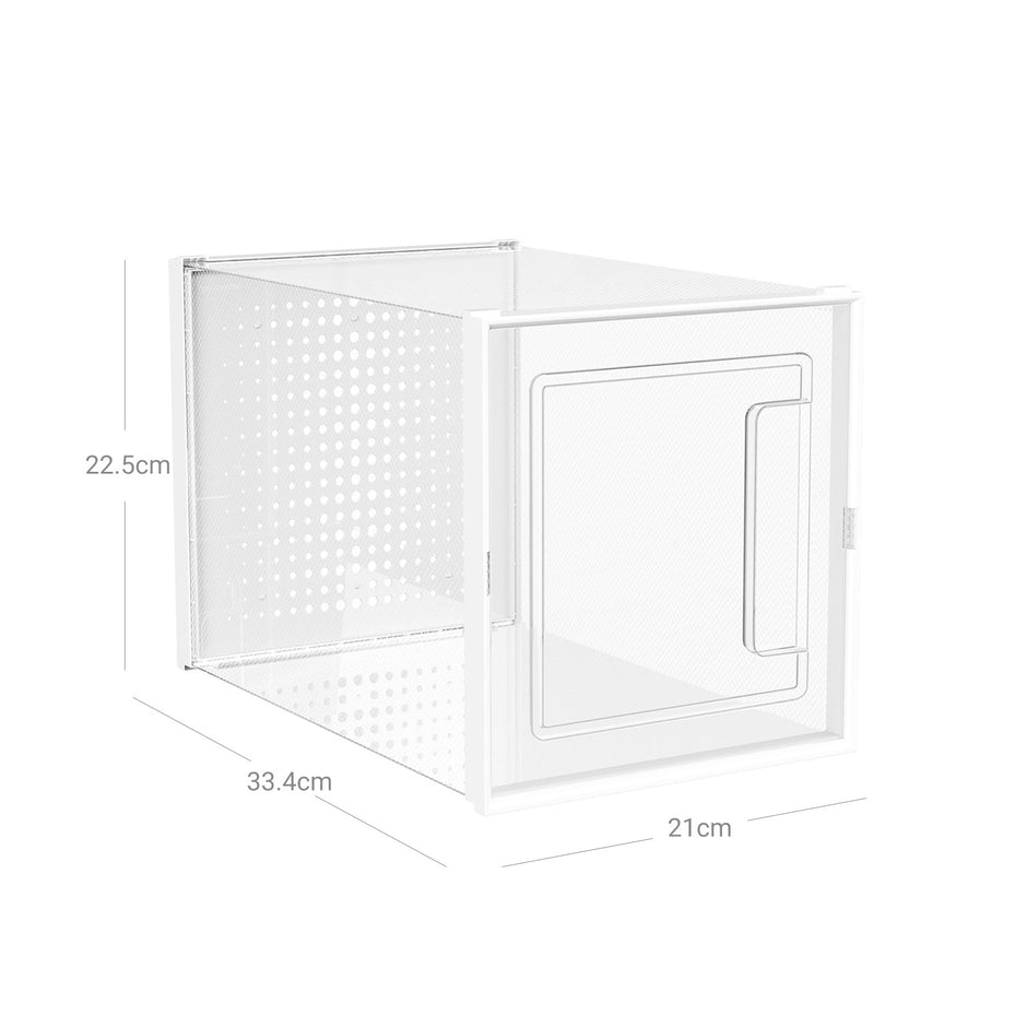 Shoe Storage Organisers – Plastic – Transparent – Stackable and Foldable, Pack of 10