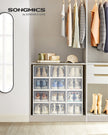 Shoe Storage Boxes – Plastic – Transparent and White – Stackable and Versatile, Set of 12