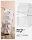 Shoe Storage Boxes – Plastic – Transparent and White – Stackable and Versatile, Set of 12