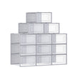 Stackable Shoe Boxes – Clear Plastic – Dove Grey – Set of 12 with Lids