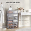 Pack of 12 Stackable Shoe Boxes – Transparent and Dove Grey – Fits UK Size 11