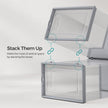 Pack of 12 Stackable Shoe Boxes – Transparent and Dove Grey – Fits UK Size 11
