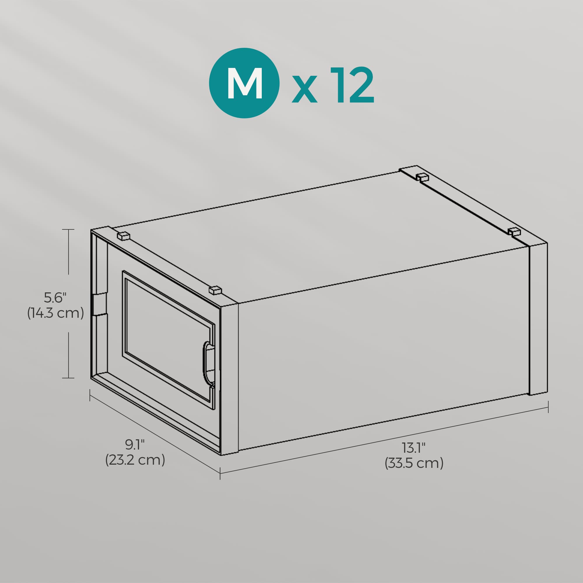 Pack of 12 Stackable Shoe Boxes – Transparent and Dove Grey – Fits UK Size 11