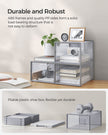 Stackable Shoe Boxes – Clear Plastic – Dove Grey – Set of 12 with Lids