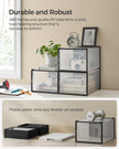 Pack of 12 Stackable Shoe Storage Organisers – Transparent and White – Foldable and Versatile for Sneakers, Fits up to UK Size 9
