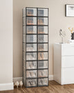 Pack of 18 Stackable Shoe Storage Organisers – Plastic – Transparent and White – Foldable and Versatile for Sneakers, Fits up to UK Size 9