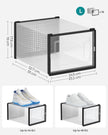 Pack of 18 Stackable Shoe Storage Organisers – Plastic – Transparent and White – Foldable and Versatile for Sneakers, Fits up to UK Size 9