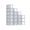 Pack of 18 Stackable Shoe Storage Organisers – Plastic – Transparent and White – Foldable and Versatile for Sneakers, Fits up to UK Size 9