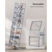 Pack of 18 Stackable Shoe Storage Organisers – Plastic – Transparent and White – Foldable and Versatile for Sneakers, Fits up to UK Size 9