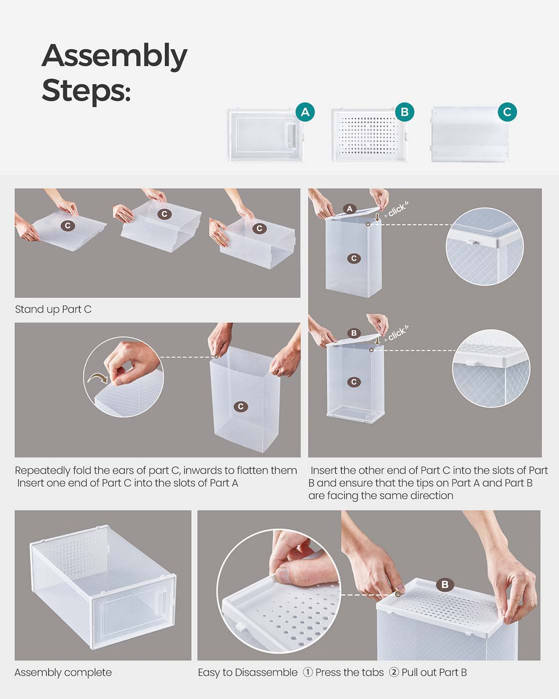 Shoe Storage Boxes – Transparent and White – Pack of 15 – Stackable and Versatile for Sizes Up to UK 9