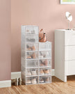 Shoe Storage Boxes – Transparent and White – Pack of 15 – Stackable and Versatile for Sizes Up to UK 9