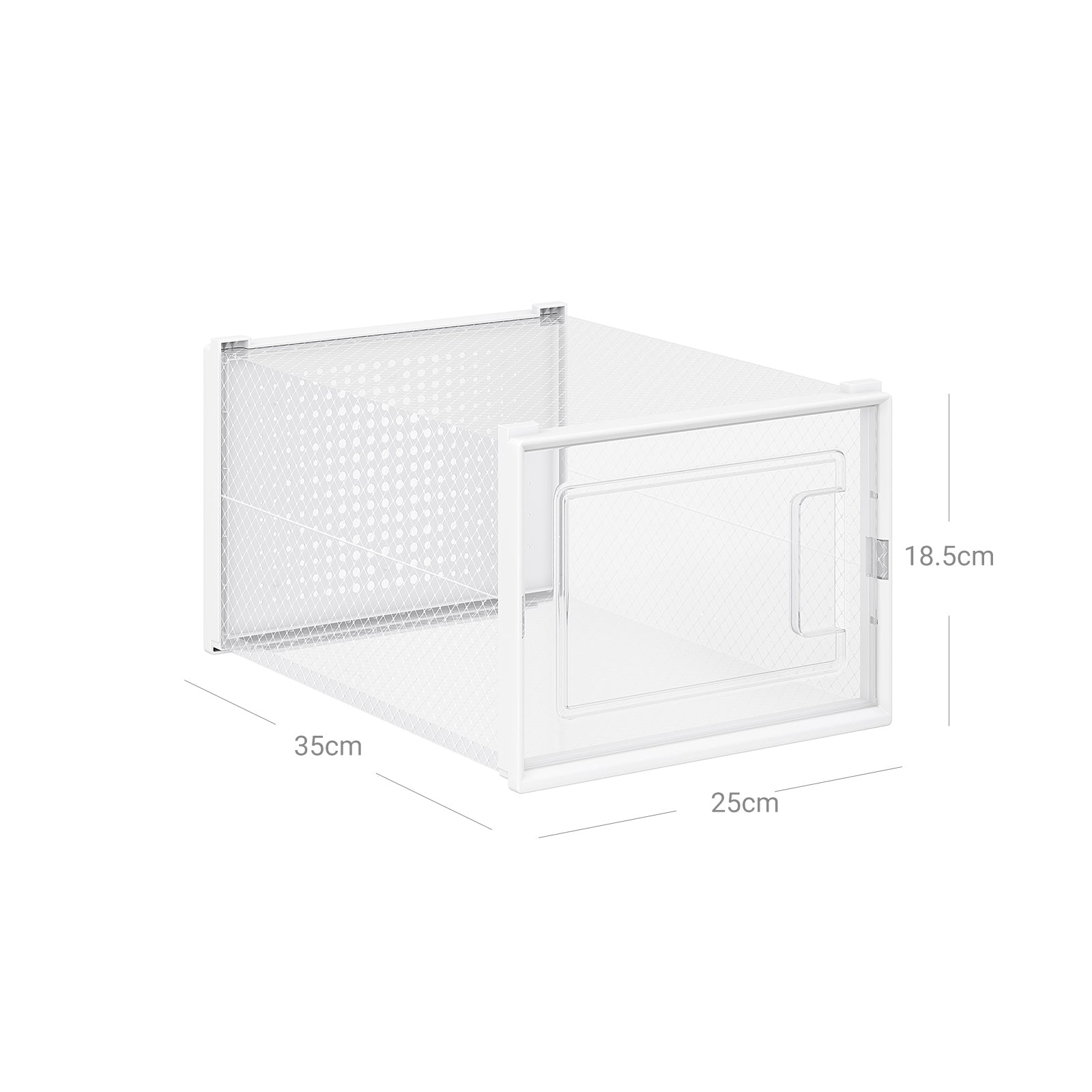 Shoe Storage Organisers – Plastic – Transparent and White – Stackable and Foldable, Fits Up to UK Size 9, Pack of 18
