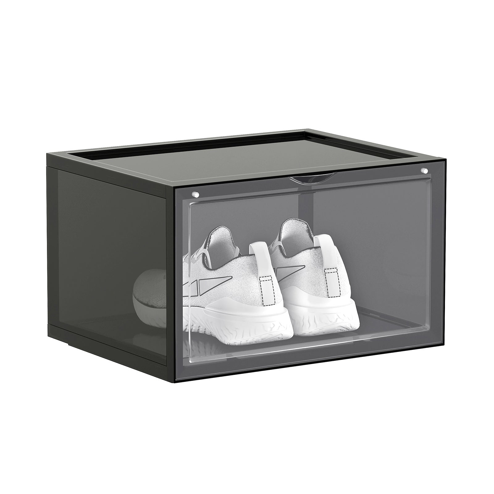 Shoe Organisers – Plastic – Grey – Stackable with Clear Door, Pack of 6