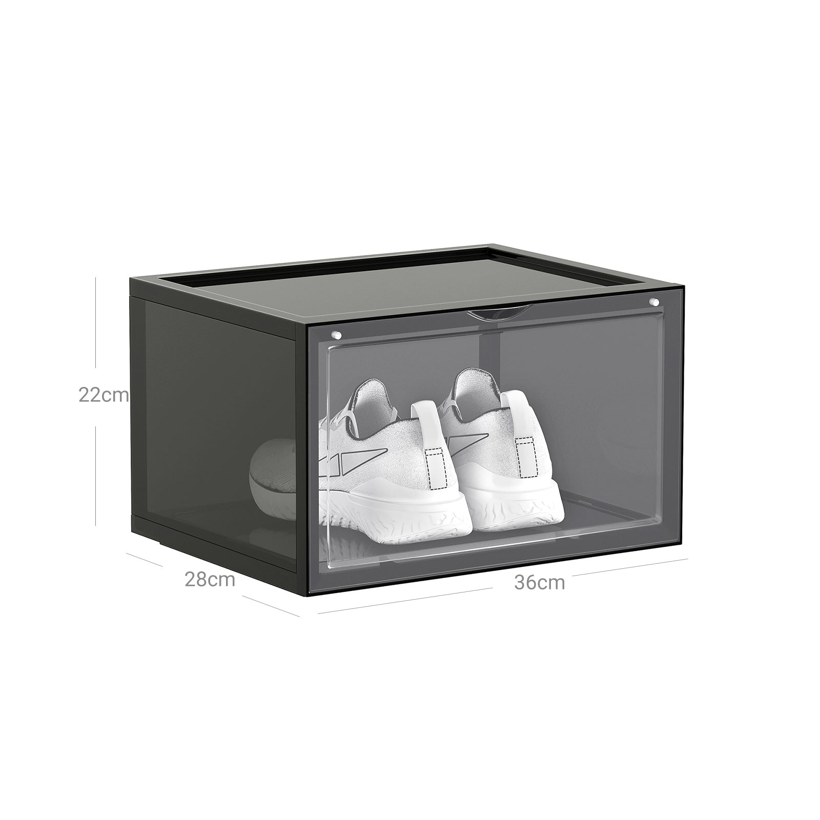 Shoe Organisers – Plastic – Grey – Stackable with Clear Door, Pack of 6