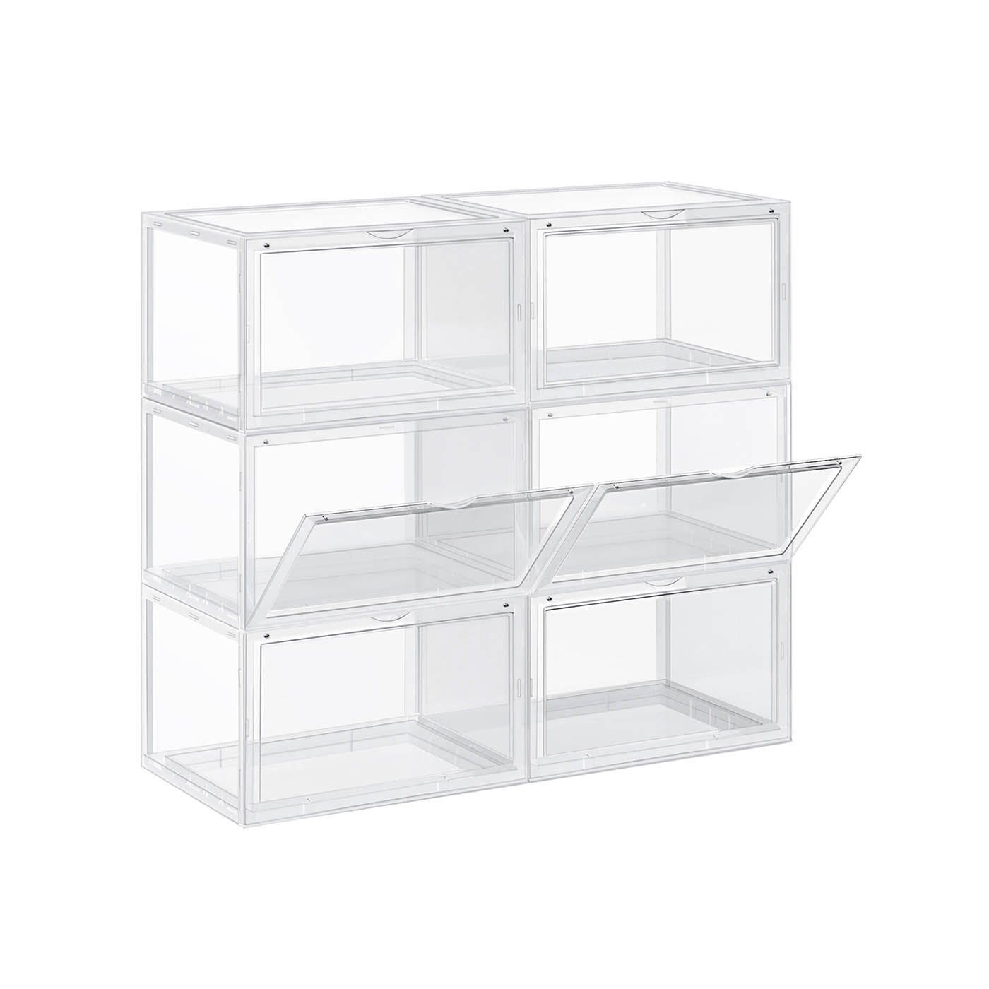 Shoe Box – Plastic – Clear – Stackable and Easy to Assemble (Set of 6)