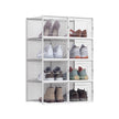 Shoe Storage Organisers – Transparent and White – Stackable and Foldable – Fits up to UK Size 9, Pack of 8