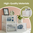 Set of 8 Sneaker Storage Boxes – Plastic – White and Transparent – Foldable and Stackable