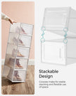Shoe Storage Organisers – Transparent and White – Stackable and Foldable – Fits up to UK Size 9, Pack of 8