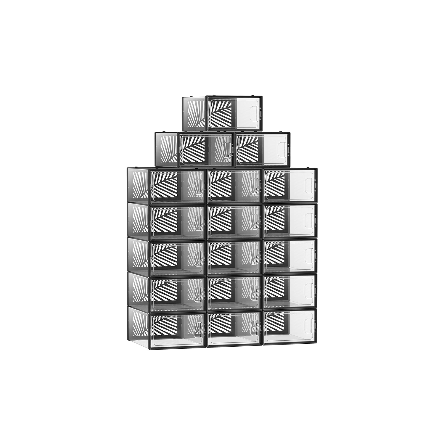Pack of 18 Transparent Plastic Shoe Storage Boxes – Stackable and Breathable – Suitable for Max. UK Size 11