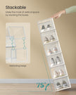 Set of 18 Stackable Shoe Boxes – Plastic – Transparent and White – Foldable and Breathable Design