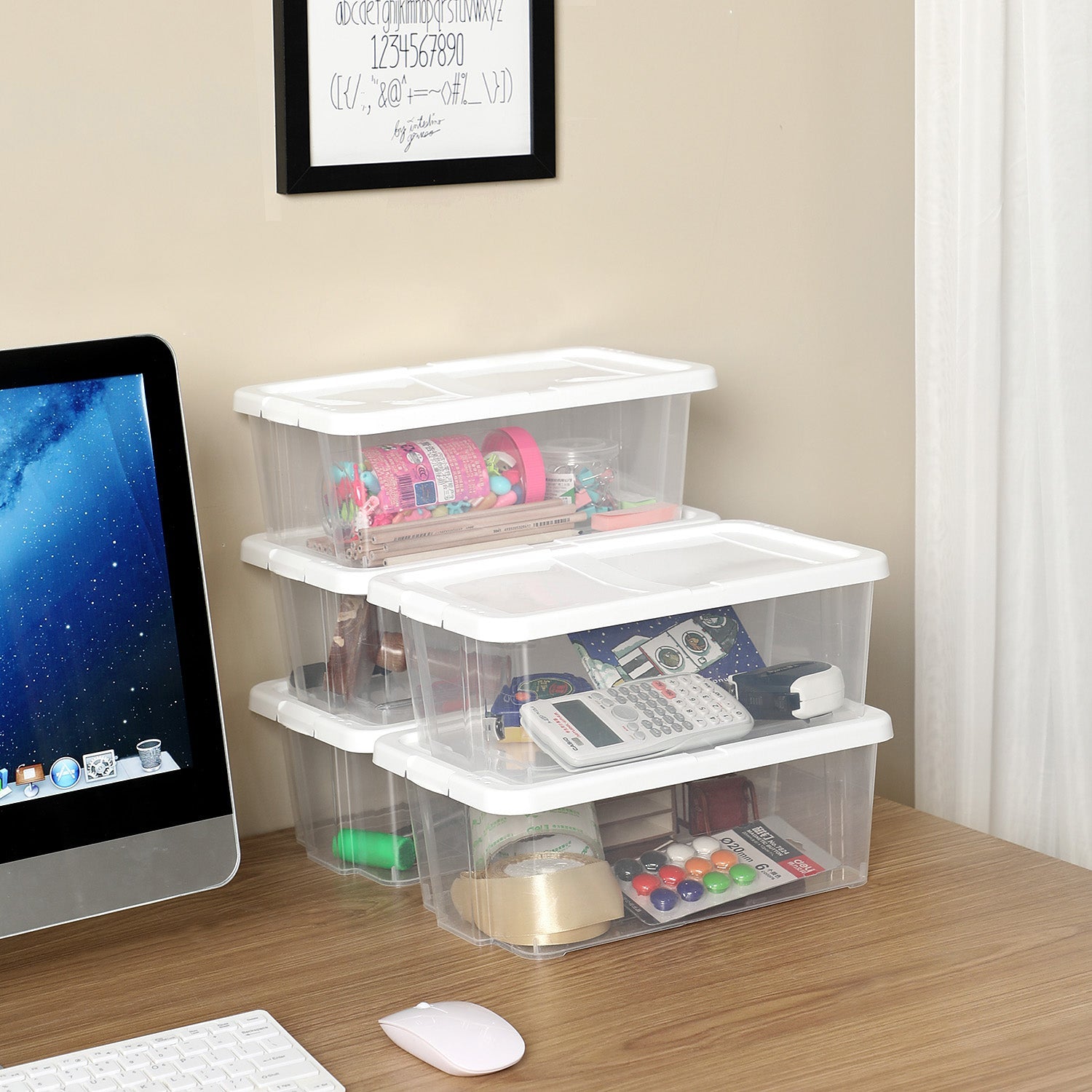 Storage Boxes – Clear Plastic – Transparent – Stackable Shoe Organiser Set of 8