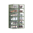 Stackable Shoe Boxes – Plastic – Transparent and Laurel Green – 12-Pack, Versatile Storage Organizer for Shoes Up to UK Size 7.5