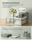Stackable Shoe Boxes – Plastic – Transparent and Laurel Green – 12-Pack, Versatile Storage Organizer for Shoes Up to UK Size 7.5