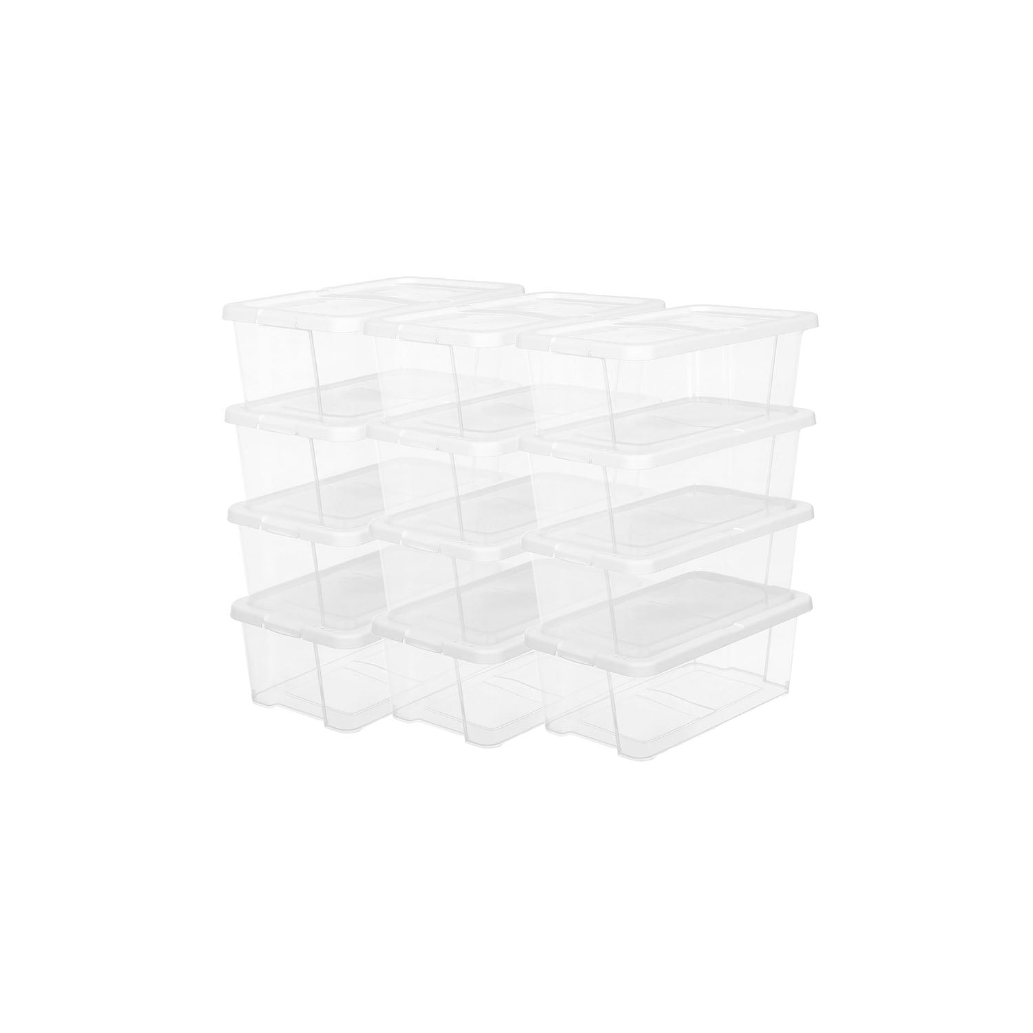 Storage Boxes – Plastic – Clear – Stackable Set of 12 with Lids