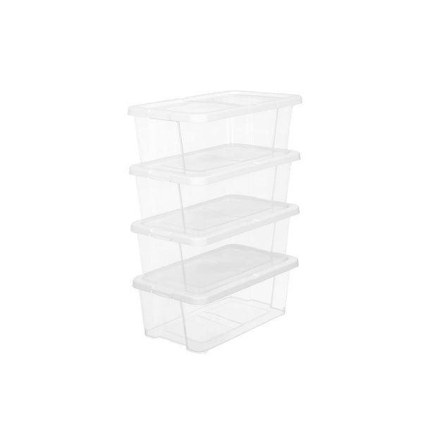 Storage Boxes – Plastic – Clear – Stackable Set of 12 with Lids