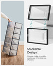 Shoe Organisers – Plastic – Transparent and White – Stackable and Foldable, Fits Up to UK Size 9, Set of 8