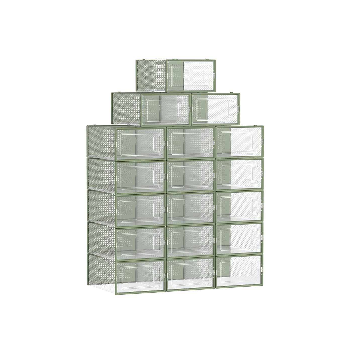 Shoe Storage Organizers – Plastic – Transparent and White – Stackable and Foldable, Pack of 8