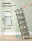 Stackable Shoe Boxes – Plastic – Transparent and Laurel Green – Foldable and Versatile, Fits UK Size 9