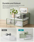 Stackable Shoe Boxes – Plastic – Transparent and Laurel Green – Foldable and Versatile, Fits UK Size 9