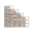 18-Pack Stackable Shoe Storage Organisers – Plastic – Transparent and Oatmeal Beige – Foldable and Versatile for Sneakers
